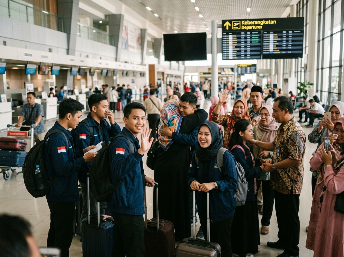 Keberangkatan peserta di bandara