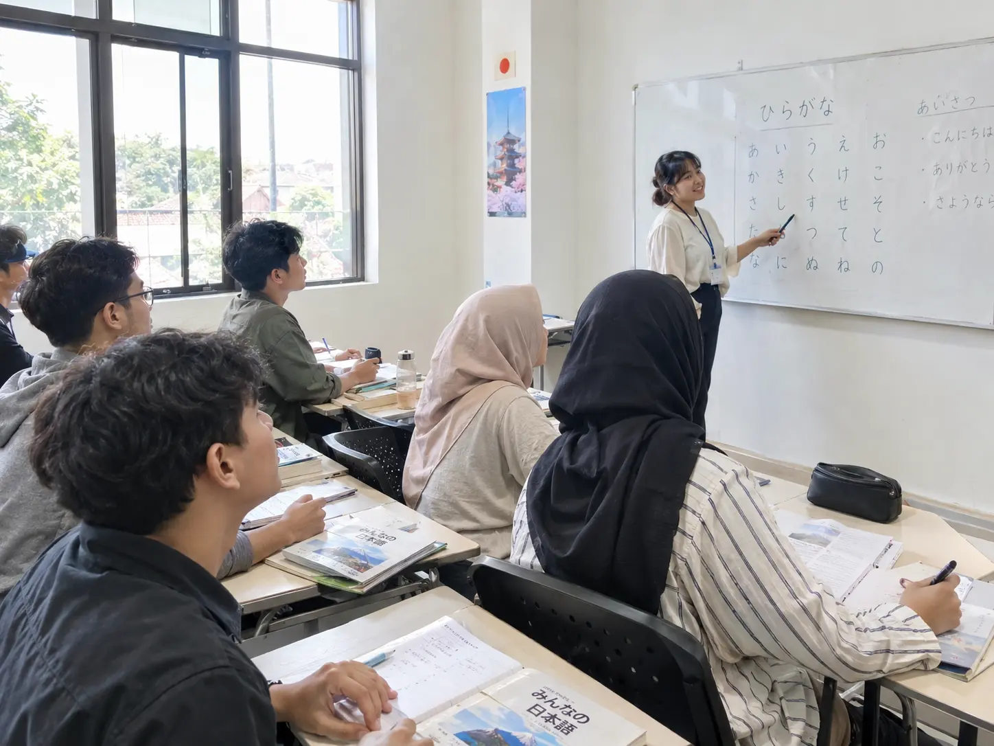 Suasana kelas bahasa Jepang di Sakura Lista